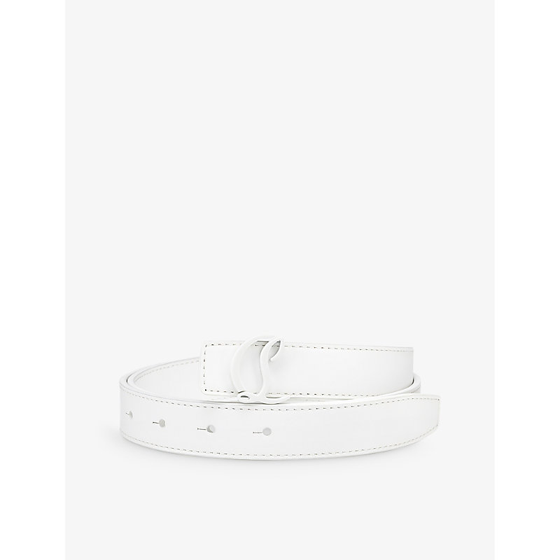 Christian Louboutin Womens Bianco Logo-buckle Leather Belt