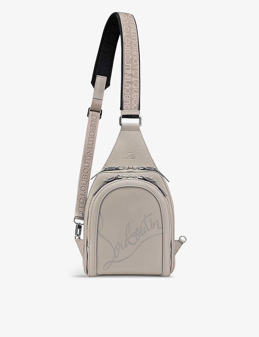 Shop Christian Louboutin Mens Goose Loubifunk Logo-embossed Leather And Woven Cross-body Bag