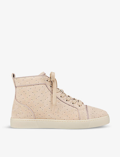 CHRISTIAN LOUBOUTIN: Louis Orlato round-toe leather high-top trainers