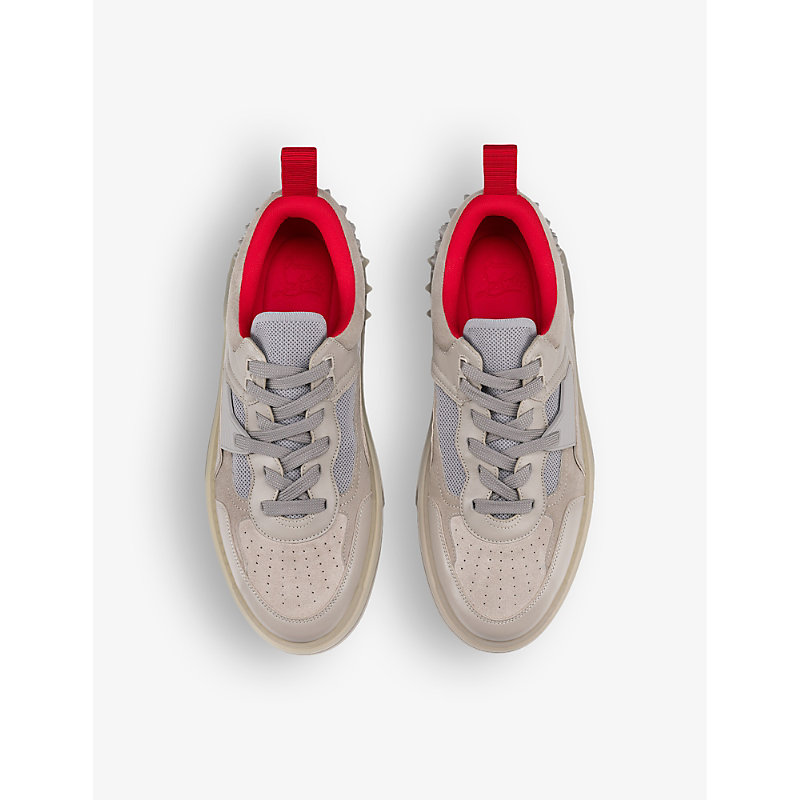 Shop Christian Louboutin Men's Astroloubi Leather Low-top Trainers In Goose