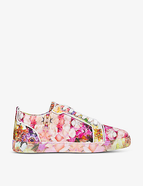 CHRISTIAN LOUBOUTIN: Louis Junior Orlato floral-print silk low-top trainers