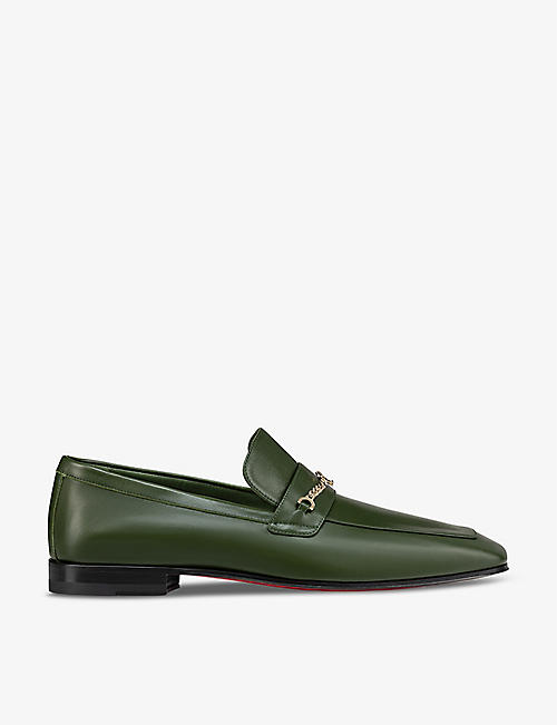 CHRISTIAN LOUBOUTIN: MJ Moc chain-embellished leather loafers
