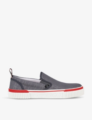 Shop Christian Louboutin Mens Smoky Pedro Boat Cotton-blend Low-top Trainers