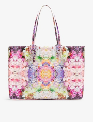 CHRISTIAN LOUBOUTIN: Cabata small floral-print leather tote bag