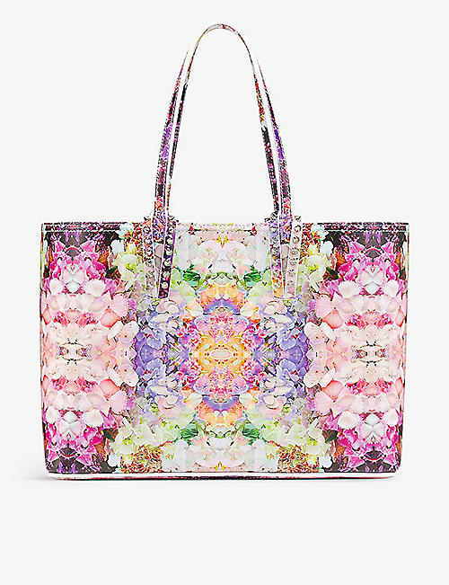 CHRISTIAN LOUBOUTIN: Cabata small floral-print leather tote bag
