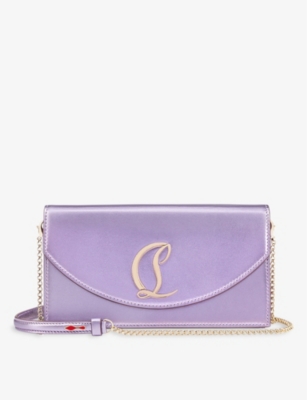 CHRISTIAN LOUBOUTIN: Loubi54 metallic-leather clutch bag