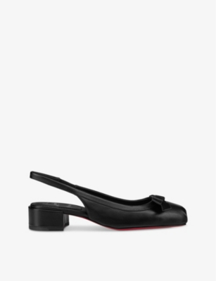 Shop Christian Louboutin Women's Black Mamaflirt 30 Leather Slingback Courts