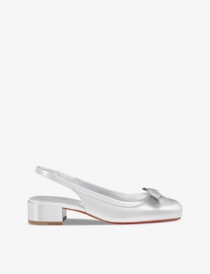 CHRISTIAN LOUBOUTIN: Mamaflirt bow-embellished leather heeled ballet pumps