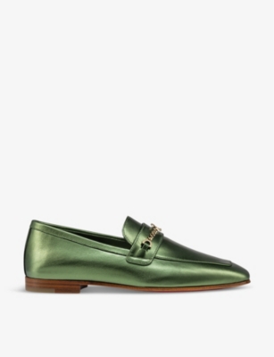 CHRISTIAN LOUBOUTIN: MJ Moc Laminata metallic-finish leather loafers