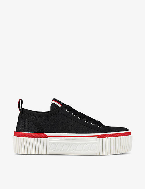 CHRISTIAN LOUBOUTIN: Super Pedro brand-embellished woven low-top trainers