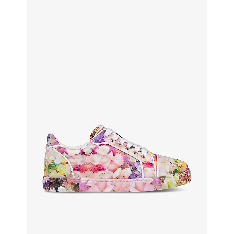 Christian Louboutin Womens Multi Viera Floral-print Crepe-satin Low-top Trainers