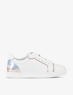 Shop Christian Louboutin Women's Bianco/leche Fun Vieira Logo-print Leather Trainers