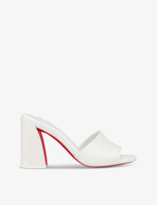 Shop Christian Louboutin Women's Bianco Jane 85 Leather Mules