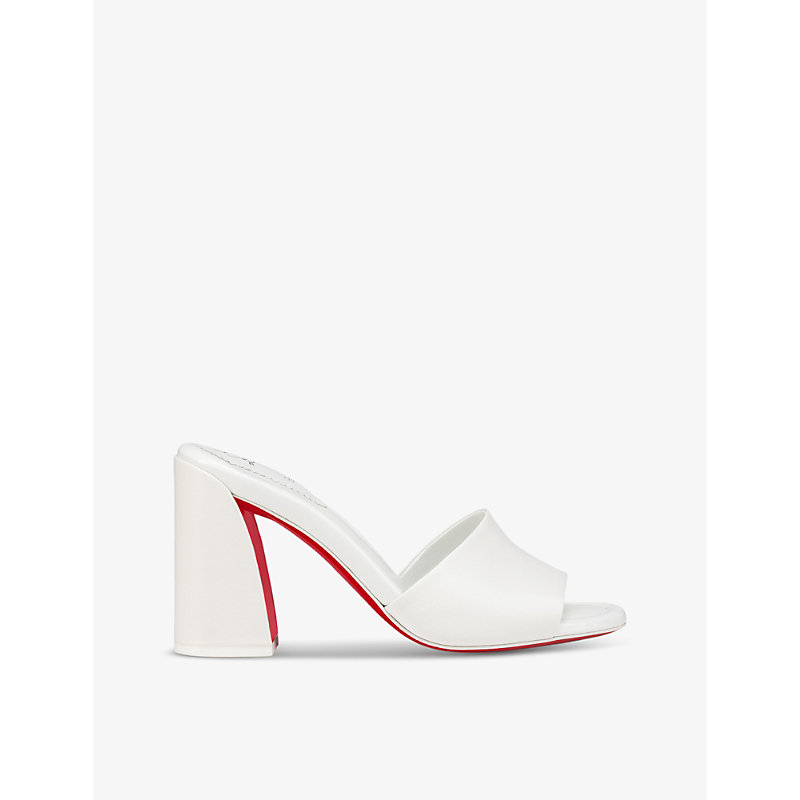 Shop Christian Louboutin Jane 85 Leather Mules In Bianco