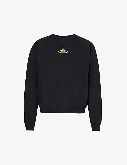 VIVIENNE WESTWOOD: Logo-embroidered relaxed-fit cotton-jersey sweatshirt