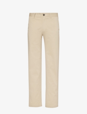 Sunspel Mens Light Stone Regular-fit Straight-leg Stretch-cotton Trousers In Grey