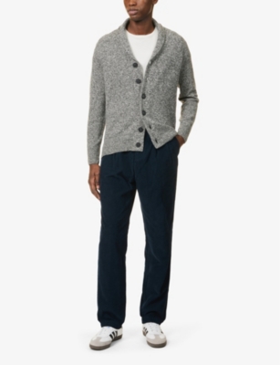 Shop Sunspel Men's Navy Tapered-leg Regular-fit Cotton-corduroy Trousers In Blue