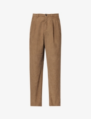 SUNSPEL: Pleated tapered-leg mid-rise cotton-corduroy trousers