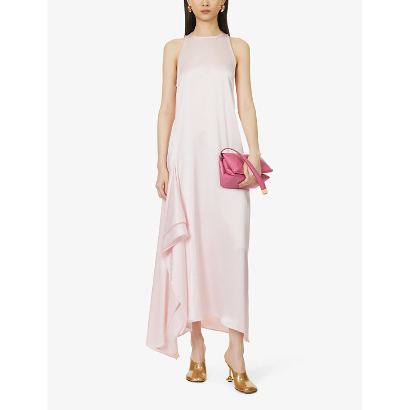 Shop Jw Anderson Women's Pink Draped-panel Sleeveless Satin Midi Dress