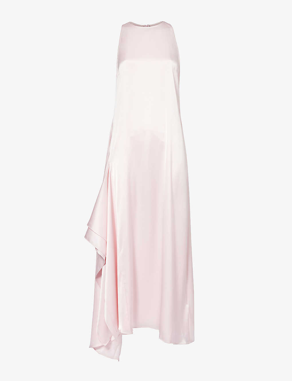 Shop Jw Anderson Draped-panel Sleeveless Satin Midi Dress In Pink