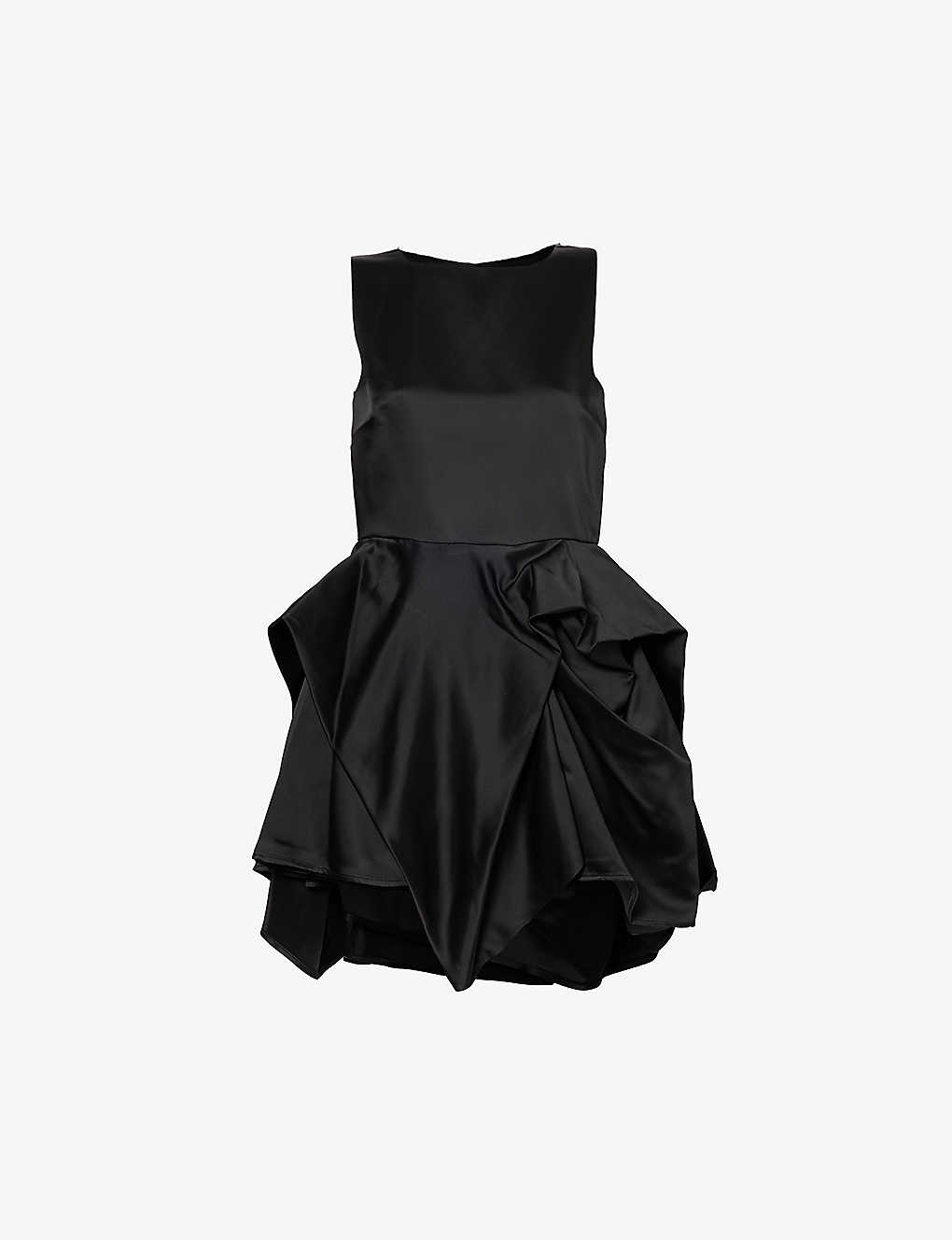 Jw Anderson Womens Black Asymmetric-hem Slim-fit Woven Mini Dress