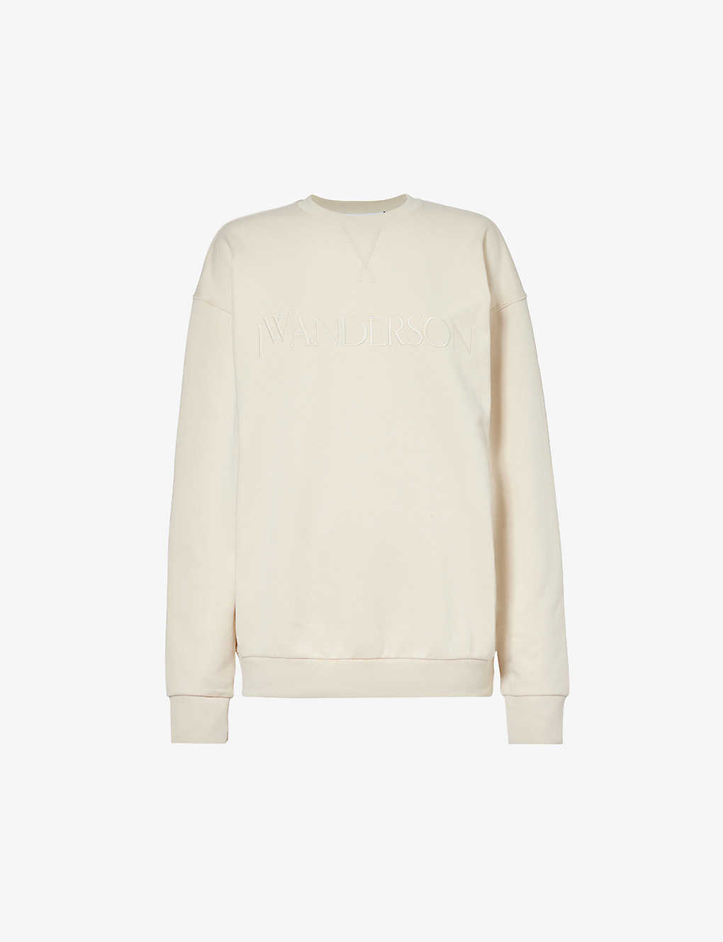 Jw Anderson Womens Beige Logo-embroidered Relaxed-fit Cotton-jersey Sweatshirt In Cream