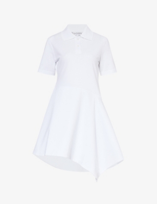 JW ANDERSON: Asymmetric-hem polo-collar cotton mini dress