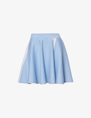 JW ANDERSON: Logo-embroidered contrast-stripe cotton-blend mini skirt