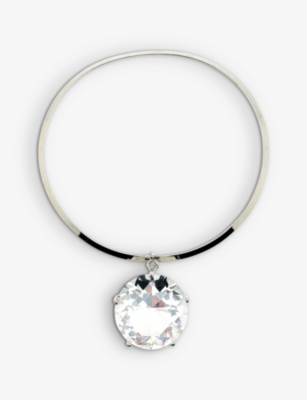 JENNIFER GIBSON JEWELLERY: Pre-loved crystal-embellished rhodium-plated metal necklace
