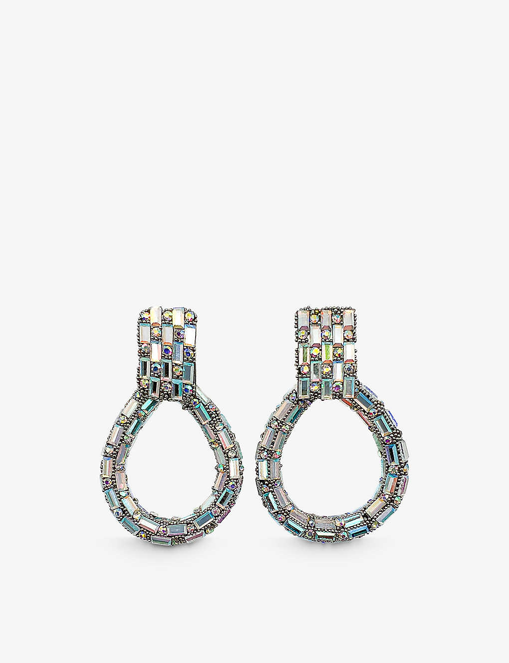 Jennifer Gibson Jewellery Womens Blue Pre-loved Resin And Crystal Door Knocker Earrings