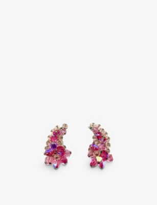 JENNIFER GIBSON JEWELLERY: Pre-loved rhodium-plated and crystal clip-on climber earrings