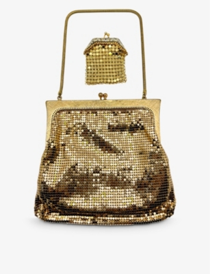 Jennifer Gibson Jewellery Womens Gold Pre-loved Sequin-embellished Mesh Shoulder Bag