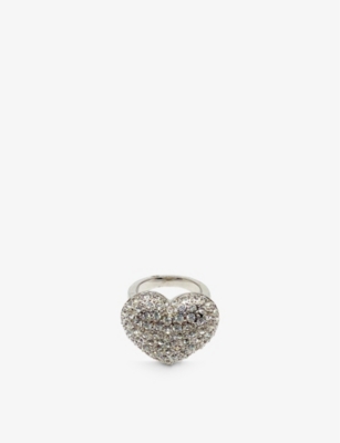 JENNIFER GIBSON JEWELLERY: Pre-loved heart rhodium-plated metal and crystal ring