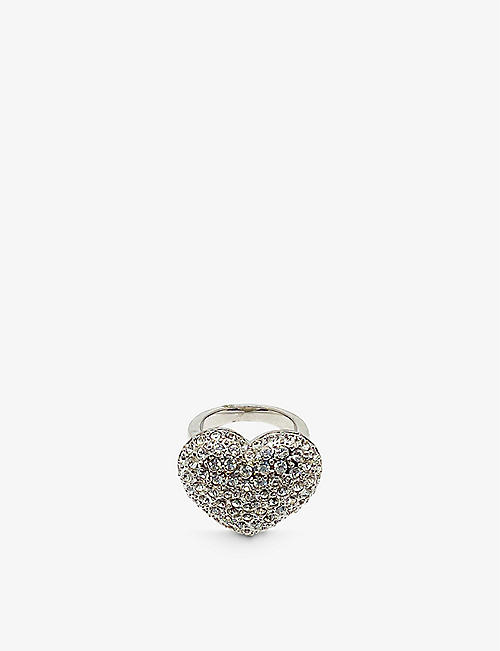 JENNIFER GIBSON JEWELLERY: Pre-loved heart rhodium-plated metal and crystal ring