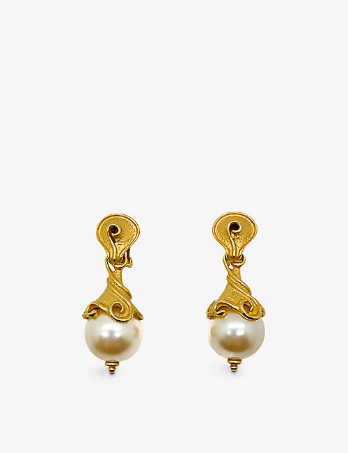 JENNIFER GIBSON JEWELLERY: Pre-loved gold-toned metal and faux-pearl earrings