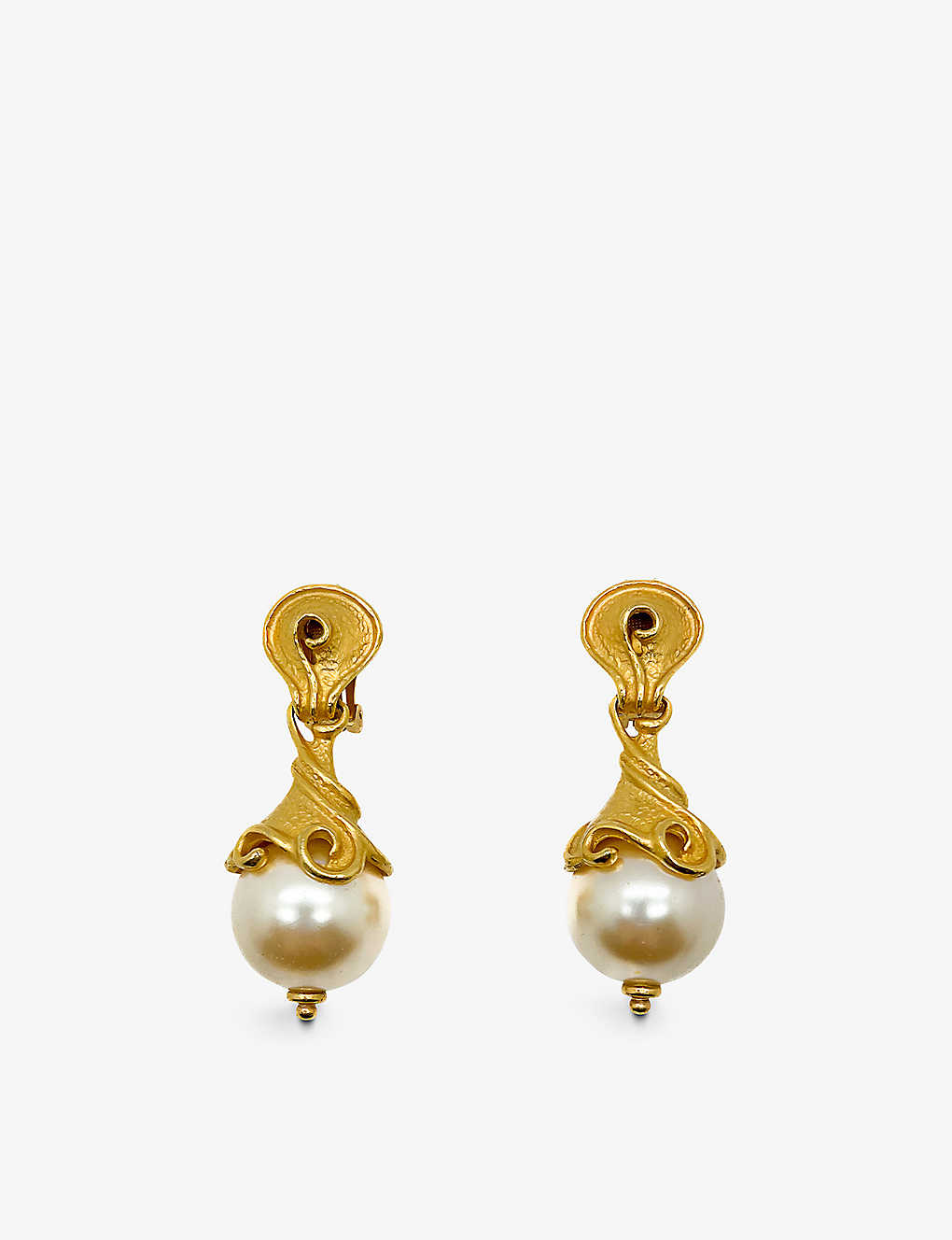 Jennifer Gibson Jewellery Womens Gold Pearl Pre-loved Gold-toned Metal And Faux-pearl Earrings