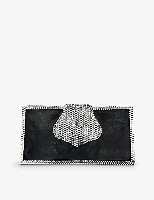 JENNIFER GIBSON JEWELLERY: Pre-loved crystal-embellished oblong leather purse