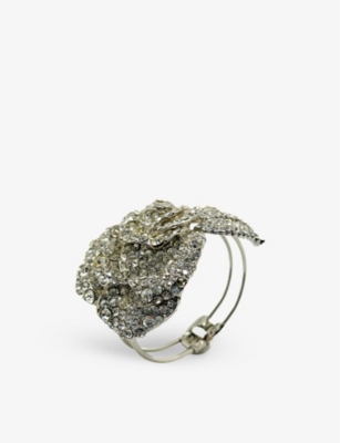 Shop Jennifer Gibson Jewellery Womens Silver White Pre-loved Floral-shaped Silver-toned Metal Bracelet
