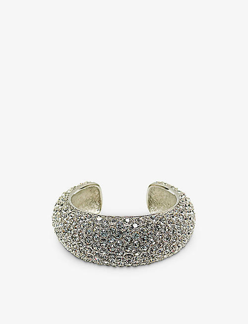 JENNIFER GIBSON JEWELLERY: Pre-loved Karen Millen crystal-embellished rhodium-plated metal cuff