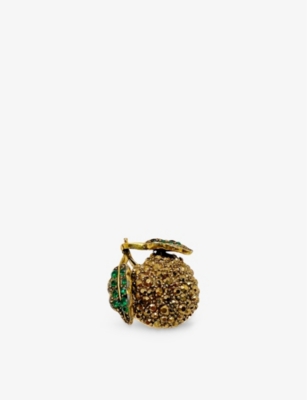 Jennifer Gibson Jewellery Womens Gold Green Pre-loved Gold-plated Metal Brooch