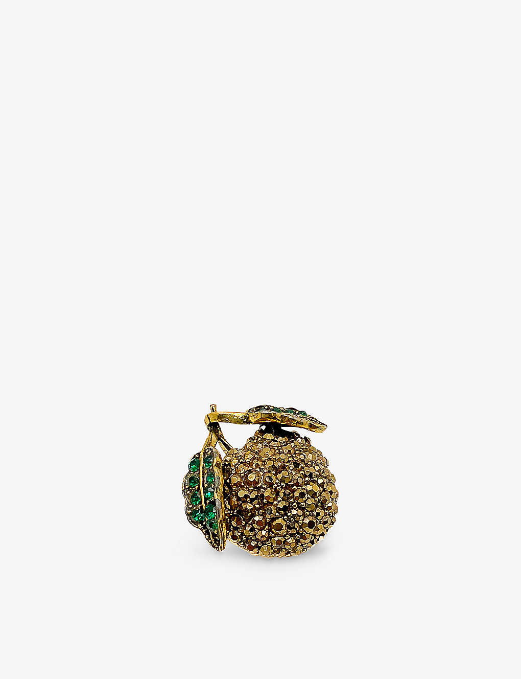 Jennifer Gibson Jewellery Womens Gold Green Pre-loved Gold-plated Metal Brooch