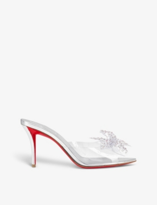 Shop Christian Louboutin Women's Silver Aqua Strass 80 Crystal-embellished Leather And Pvc Heeled Courts