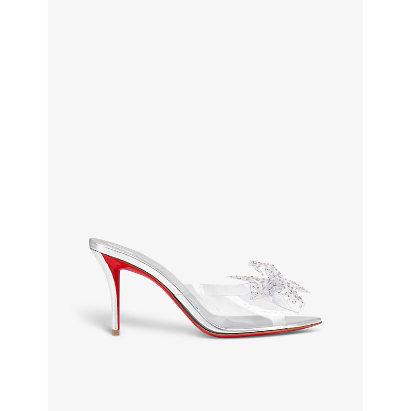 Shop Christian Louboutin Aqua Strass 80 Crystal-embellished Leather And Pvc Heeled Courts In Silver