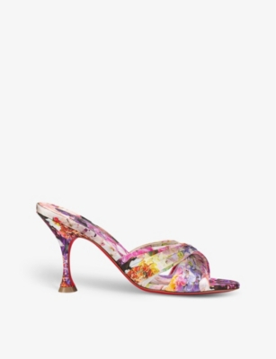 Christian Louboutin Nicol Is Back 85mm Crepe Satin Sandals In Multi
