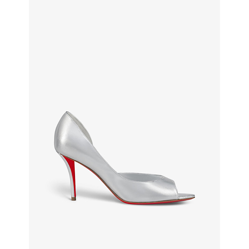 Shop Christian Louboutin Apostropha 80 Pointed-toe Metallic-leather Courts In Silver