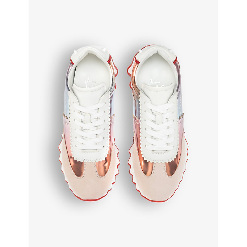 Shop Christian Louboutin Loubishark Donna Leather Trainers In Leche/white