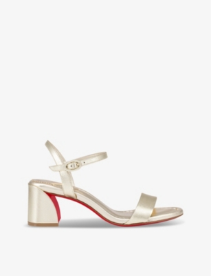 Shop Christian Louboutin Miss Jane 55 Leather Heeled Sandals In Platine