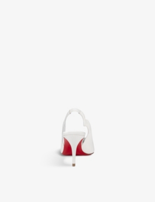 Shop Christian Louboutin Hot Chick 70 Leather Slingback Heels In Bianco