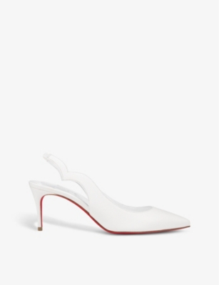 Christian Louboutin Womens Bianco Hot Chick 70 Leather Slingback Heels In Bianco