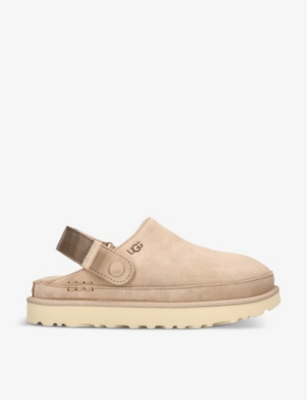 Shop Ugg Womens Beige Goldenstar Logo-embossed Suede Clogs